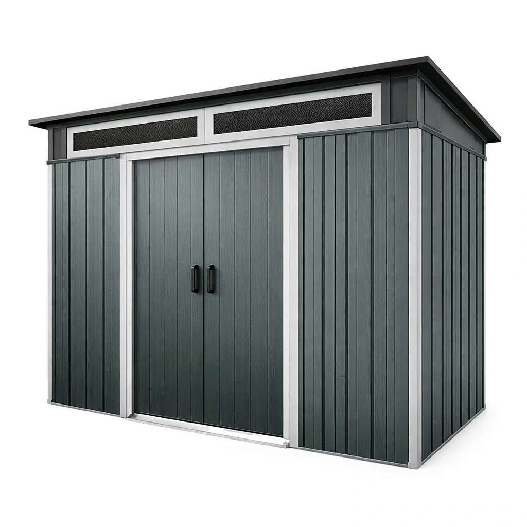 Abri de jardin en métal acier galvanisé gris anthracite-NESTARTISAN