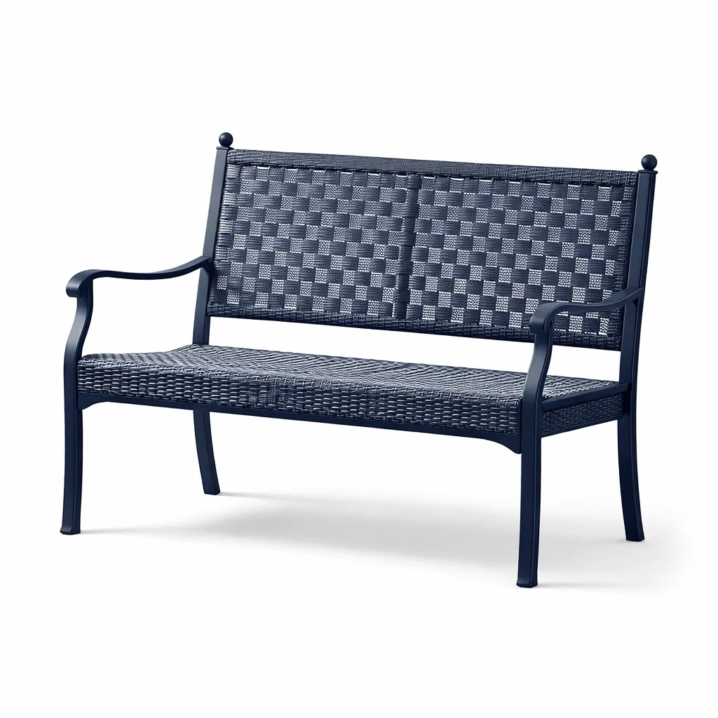 Banc de jardin en aluminium et résine tressée bleu-NESTARTISAN