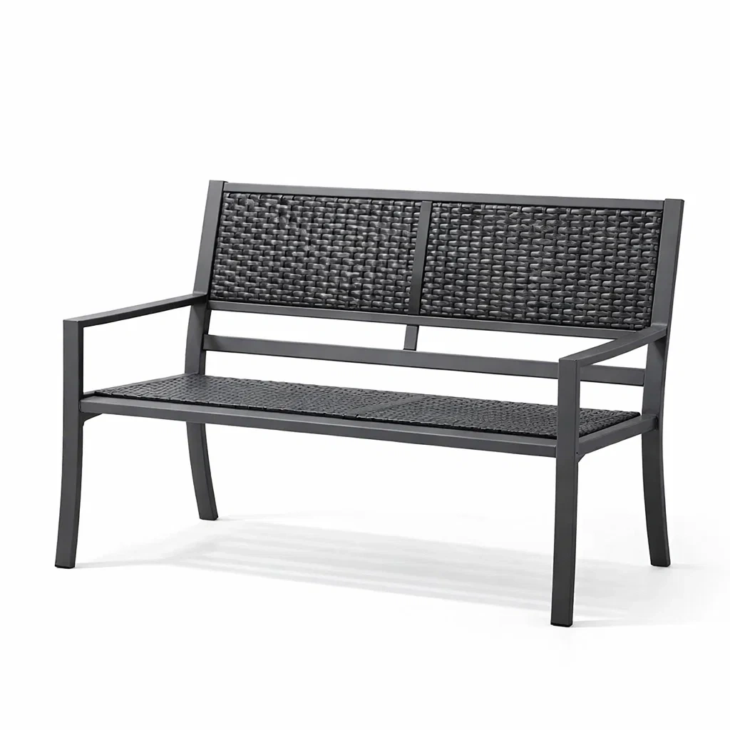 Banc de jardin en aluminium et résine tressée noir-NESTARTISAN