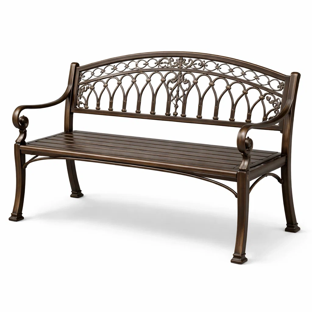 Banc de jardin en métal marron 122 x 60 x 80 cm-NESTARTISAN