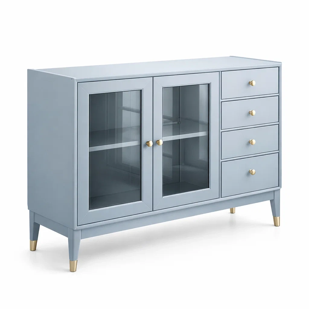 Buffet en bois MDF avec portes vitrées et tiroirs-NESTARTISAN