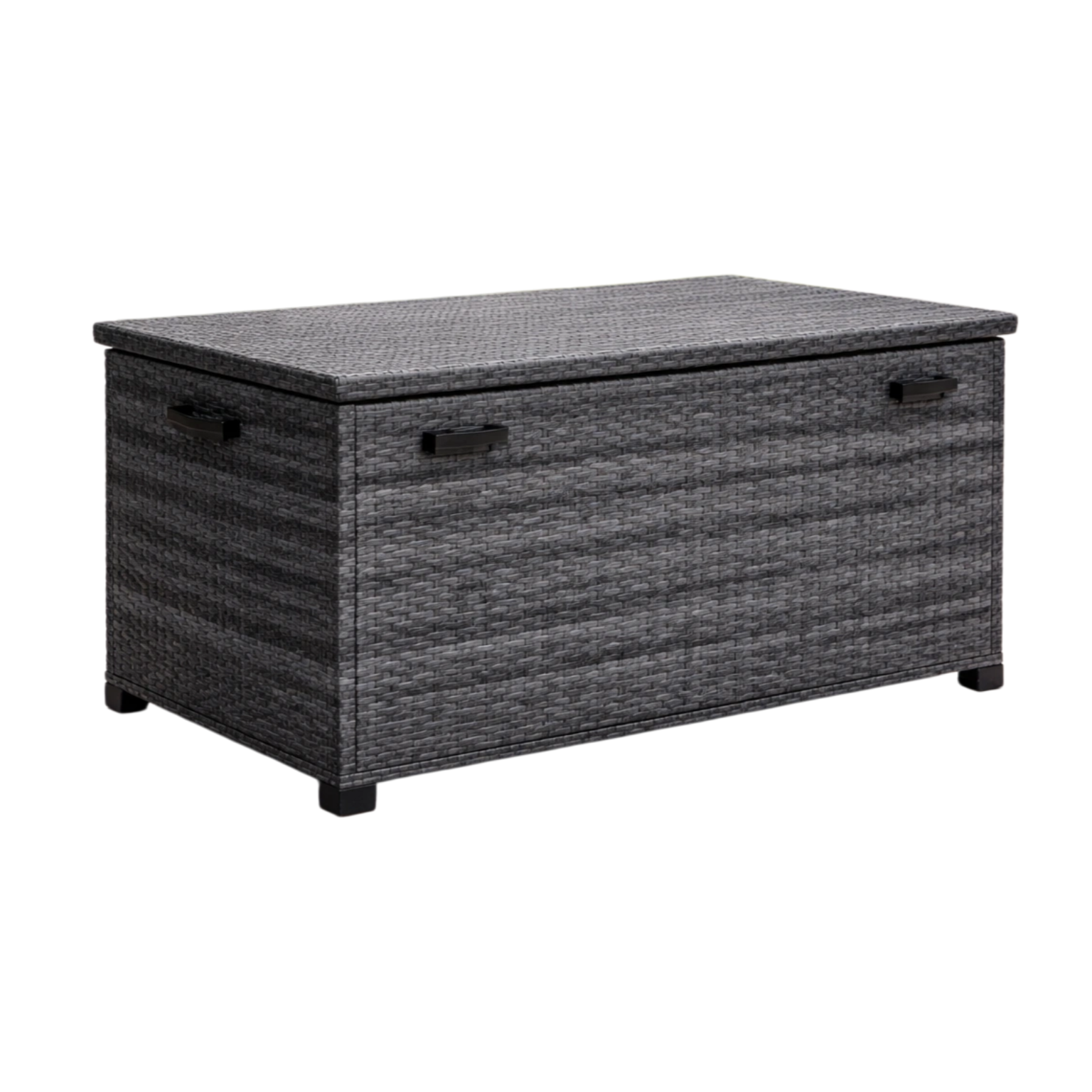 Coffre de rangement en résine tressée gris-livoraehome