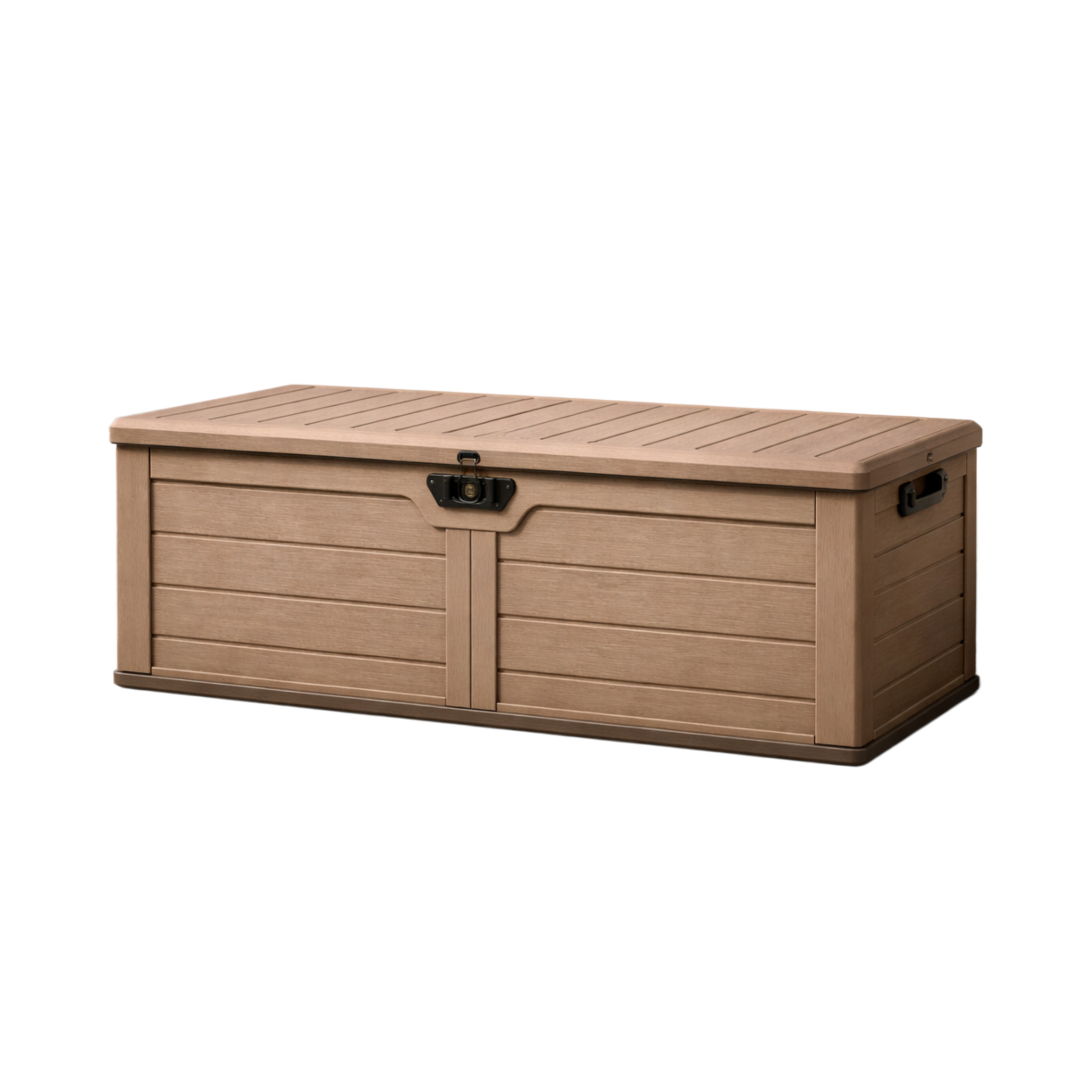 Coffre de rangement en résine marron avec serrure-HOMESTONEA