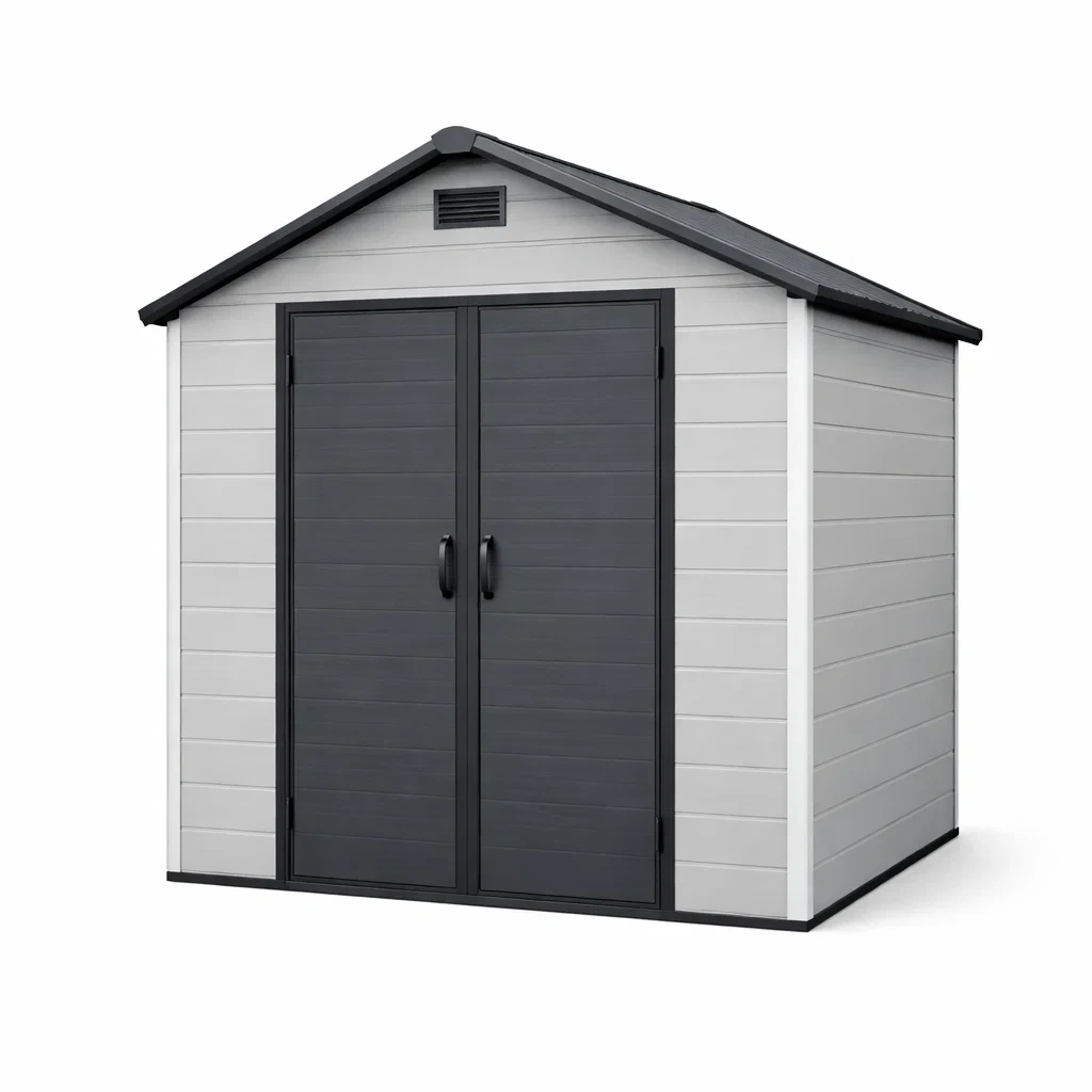 Abri de jardin en plastique gris noir 178 x 195 x 210 cm-dwellparlor