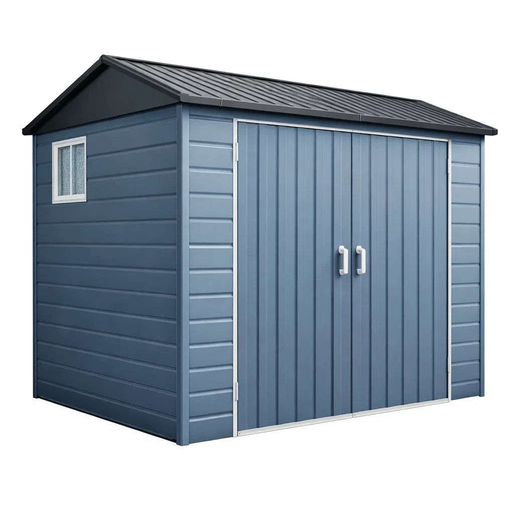 Abri de jardin en acier galvanisé bleu-dwellparlor