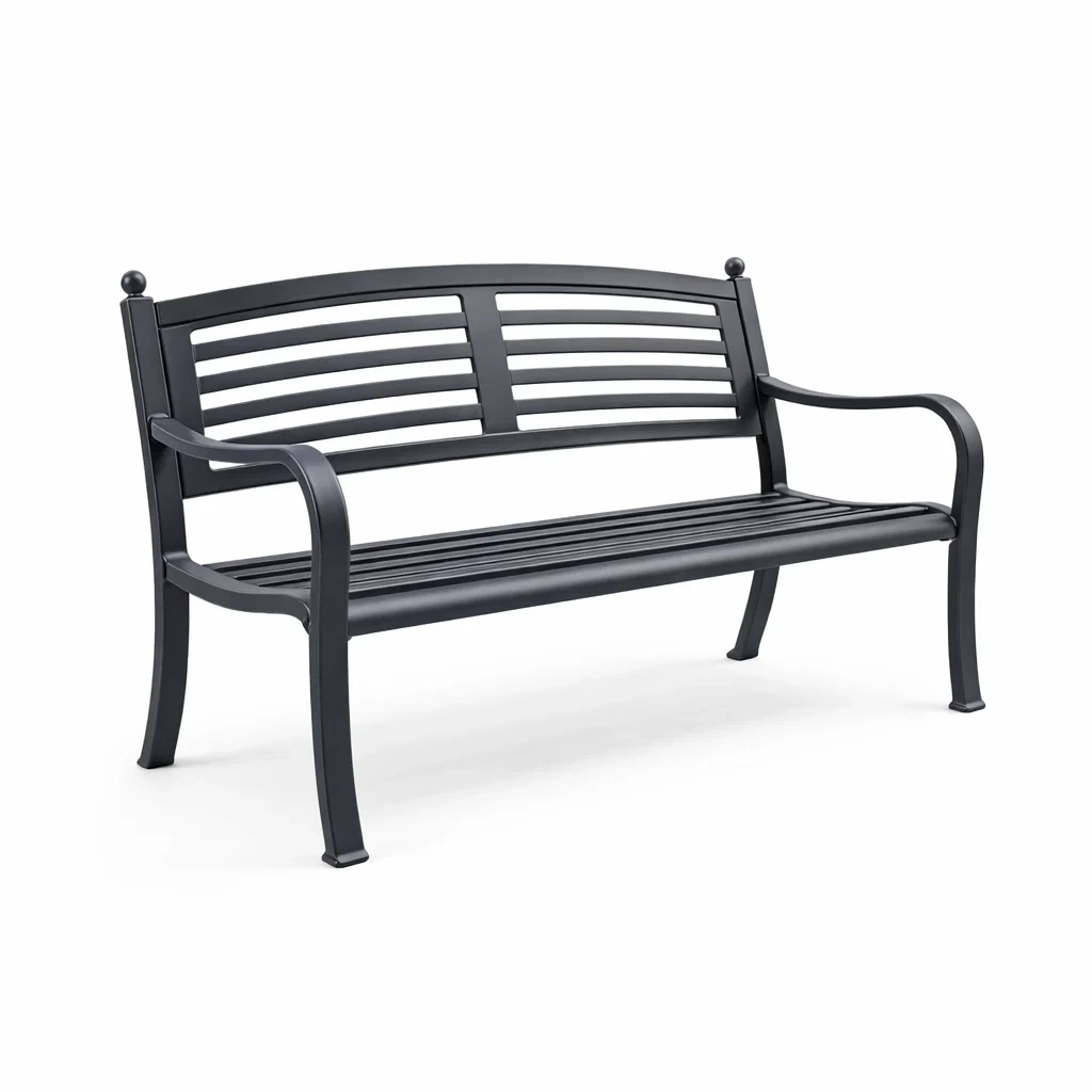 Banc de jardin en métal noir avec revêtement en poudre-dwellparlor