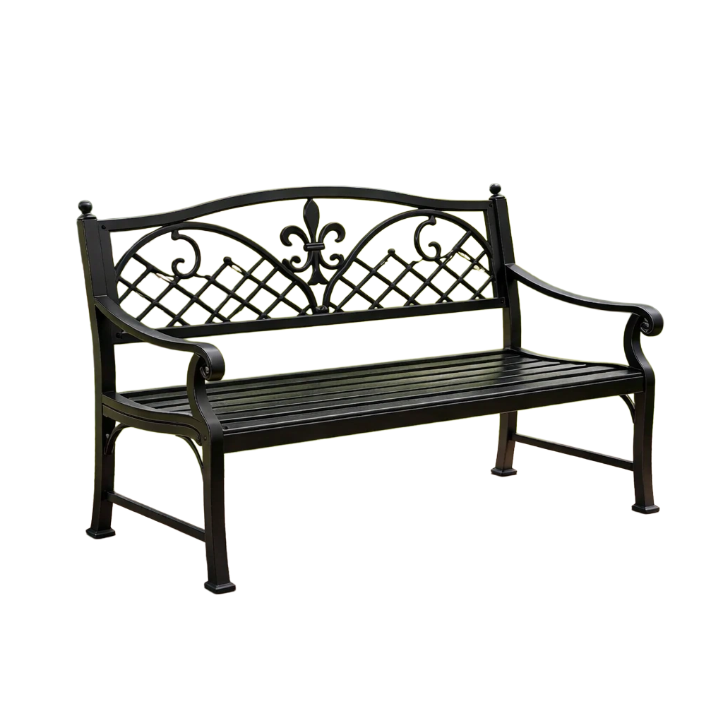 Banc de jardin en fer avec motifs décoratifs-DWELLCANVAS