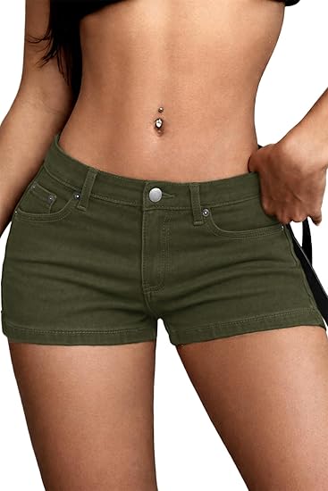 High Stretchy Low Rise Jean Shorts for Women, Y2K MIni Denim Shorts Sexy Summer