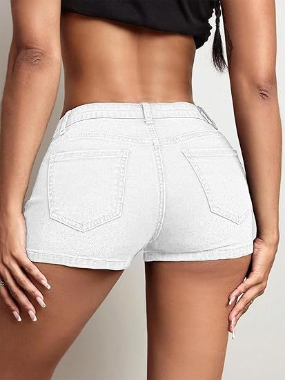 High Stretchy Low Rise Jean Shorts for Women, Y2K MIni Denim Shorts Sexy Summer