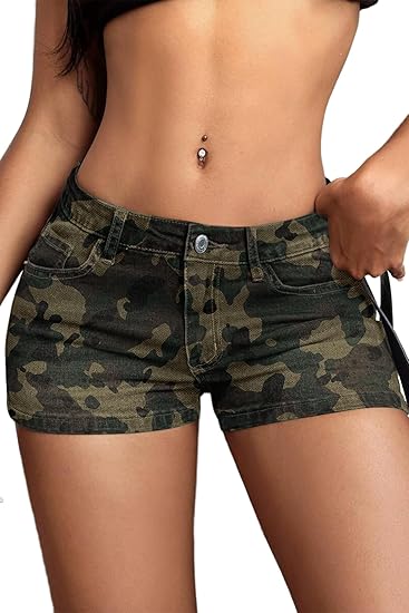 High Stretchy Low Rise Jean Shorts for Women, Y2K MIni Denim Shorts Sexy Summer