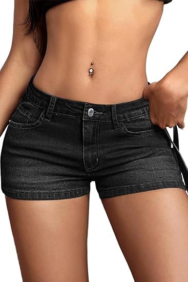 High Stretchy Low Rise Jean Shorts for Women, Y2K MIni Denim Shorts Sexy Summer