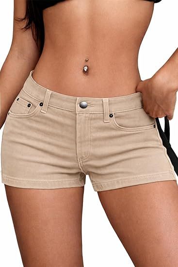 High Stretchy Low Rise Jean Shorts for Women, Y2K MIni Denim Shorts Sexy Summer