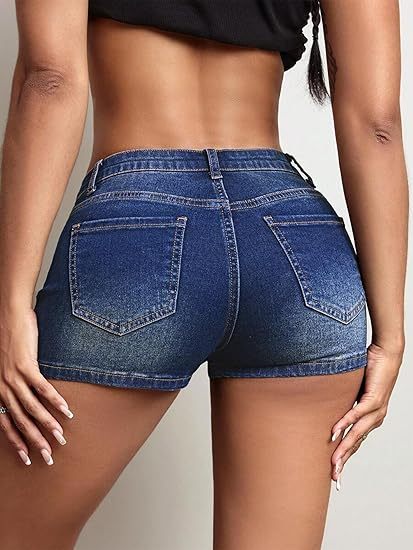 High Stretchy Low Rise Jean Shorts for Women, Y2K MIni Denim Shorts Sexy Summer
