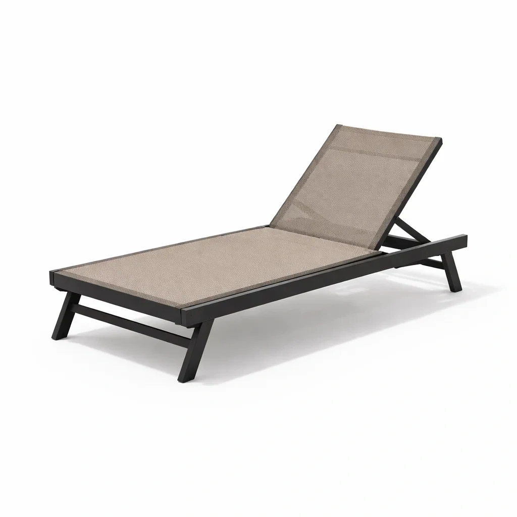 Chaise longue en aluminium et textilène réglable taupe-homevillae