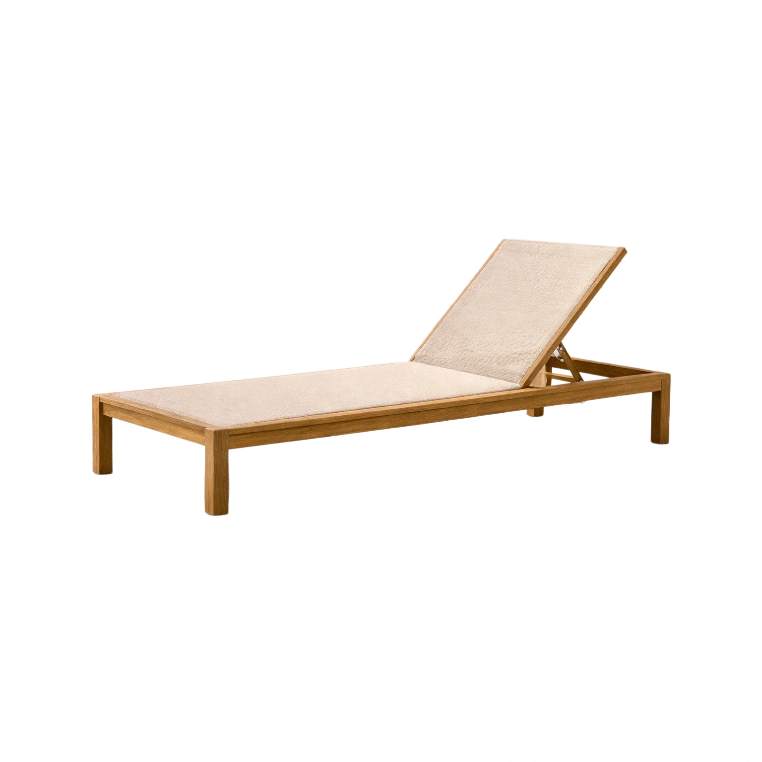 Chaise longue en teck et textilène réglable beige-homevillae