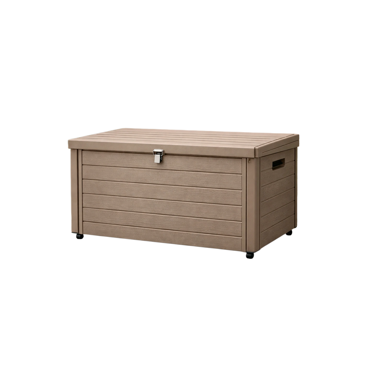Coffre de rangement extérieur en plastique taupe 117 x 45 x 60 cm-homevillae