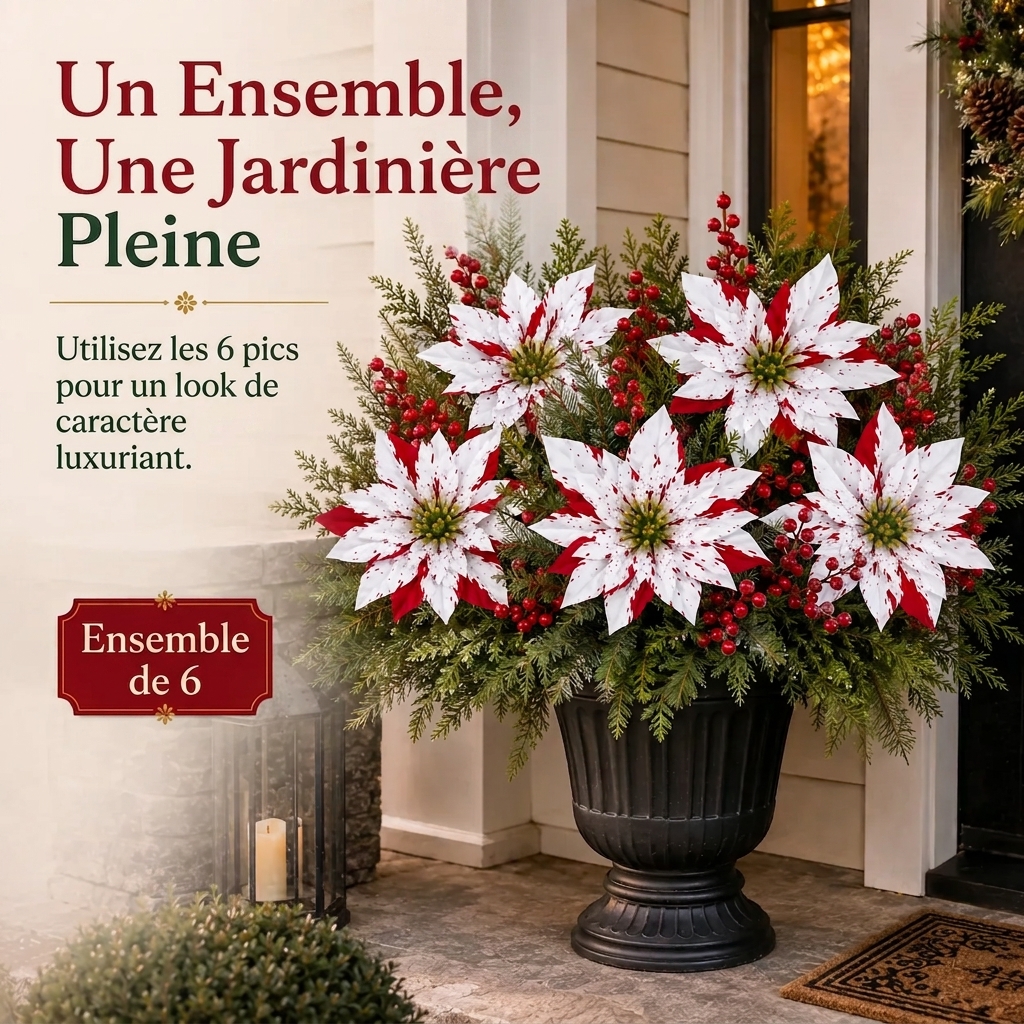 ❀Dernier jour : -64 % 🔥 Garnitures de Noël pour jardinières (Poinsettias)