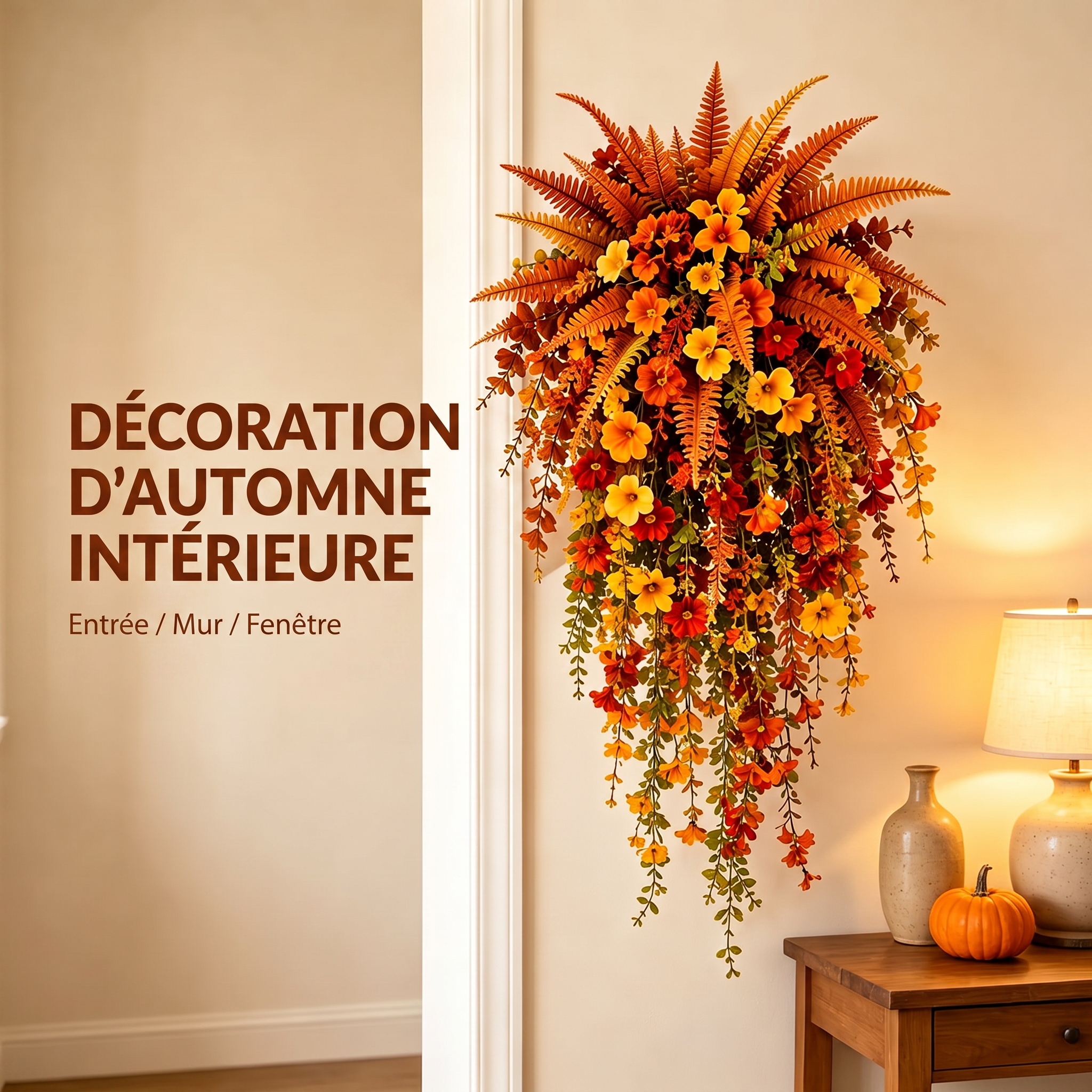 🍂 Panier suspendu artificiel de récolte d'automne – Décoration automnale pour porche et porte