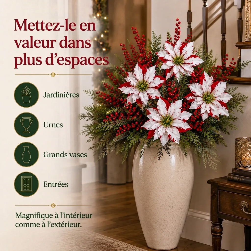 ❀Dernier jour : -64 % 🔥 Garnitures de Noël pour jardinières (Poinsettias)