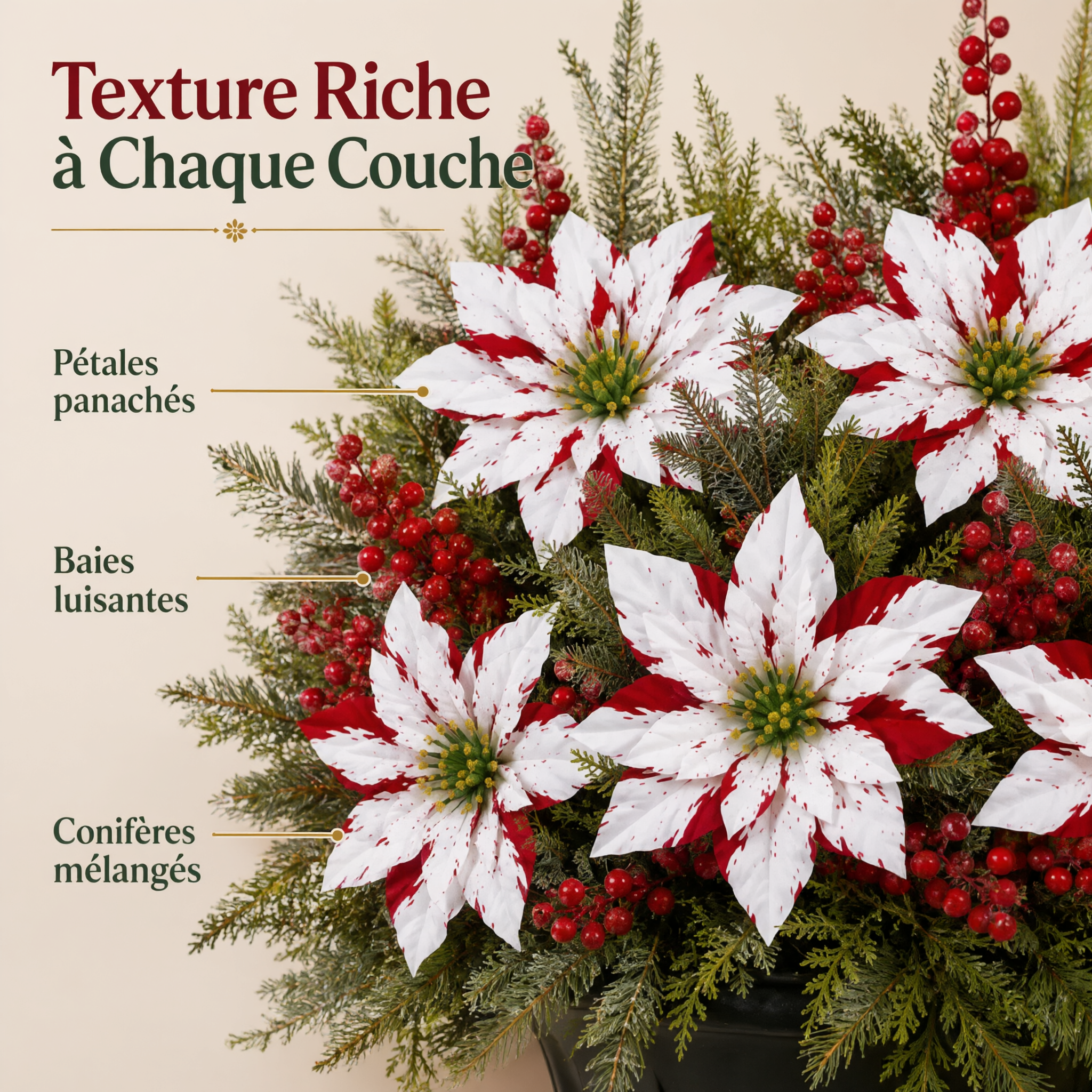 ❀Dernier jour : -64 % 🔥 Garnitures de Noël pour jardinières (Poinsettias)