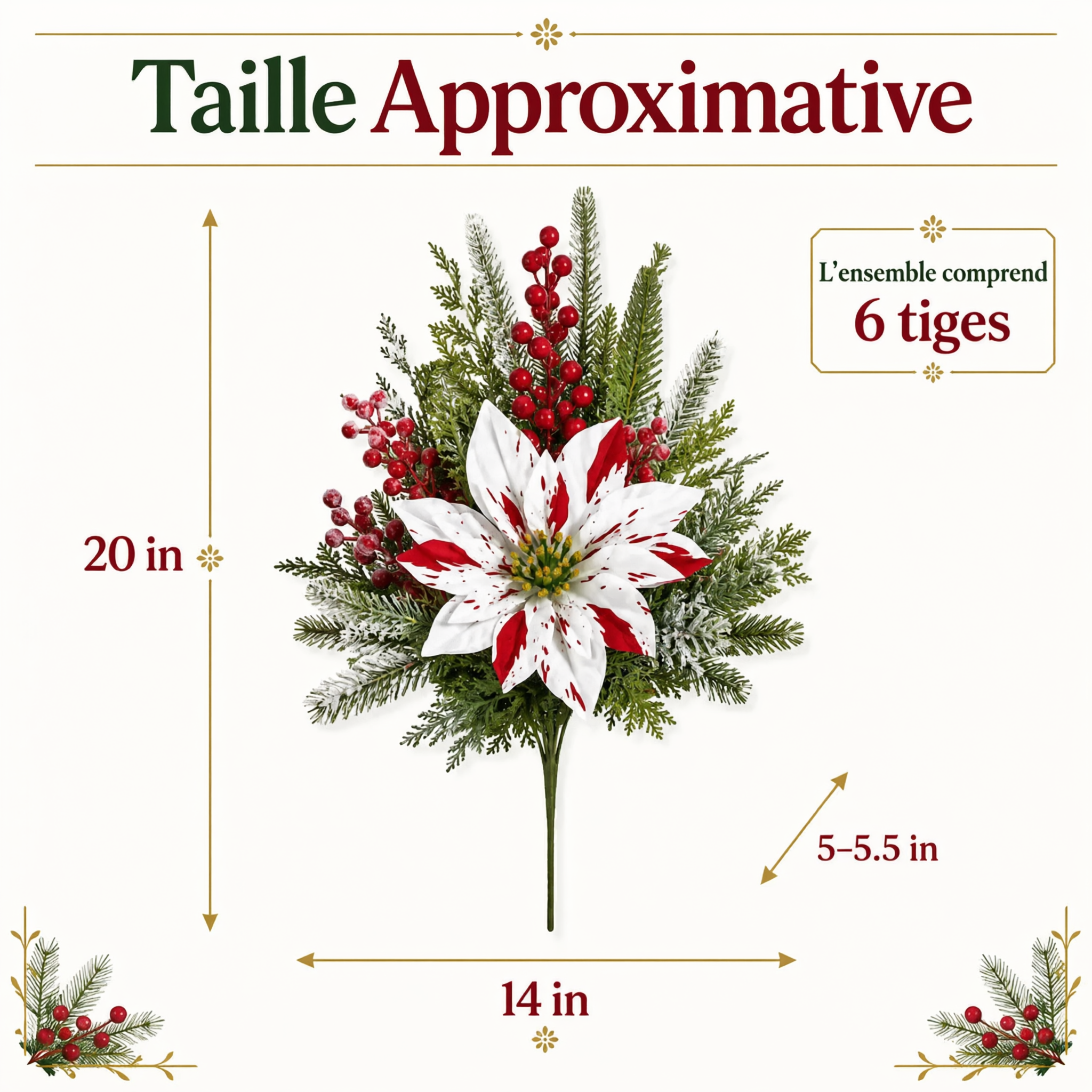 ❀Dernier jour : -64 % 🔥 Garnitures de Noël pour jardinières (Poinsettias)