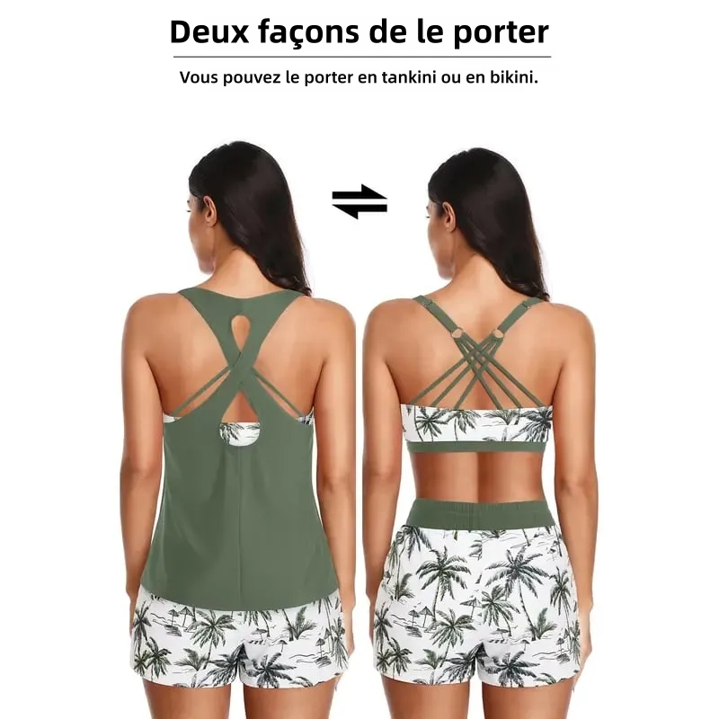 🏖️LAST DAY SALE 49% OFF 🔥Aqua Eve Three Piece Tankini with Shorts🩱