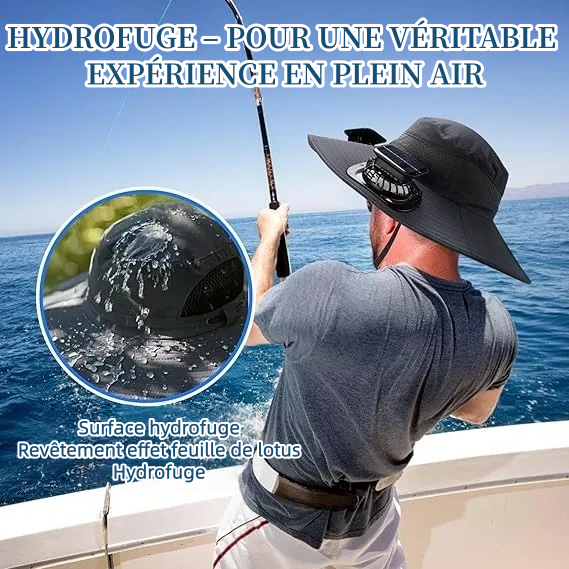 🔥 Wide Brim Solar Fan Outdoor Fishing Hat-Solar & USB Charging