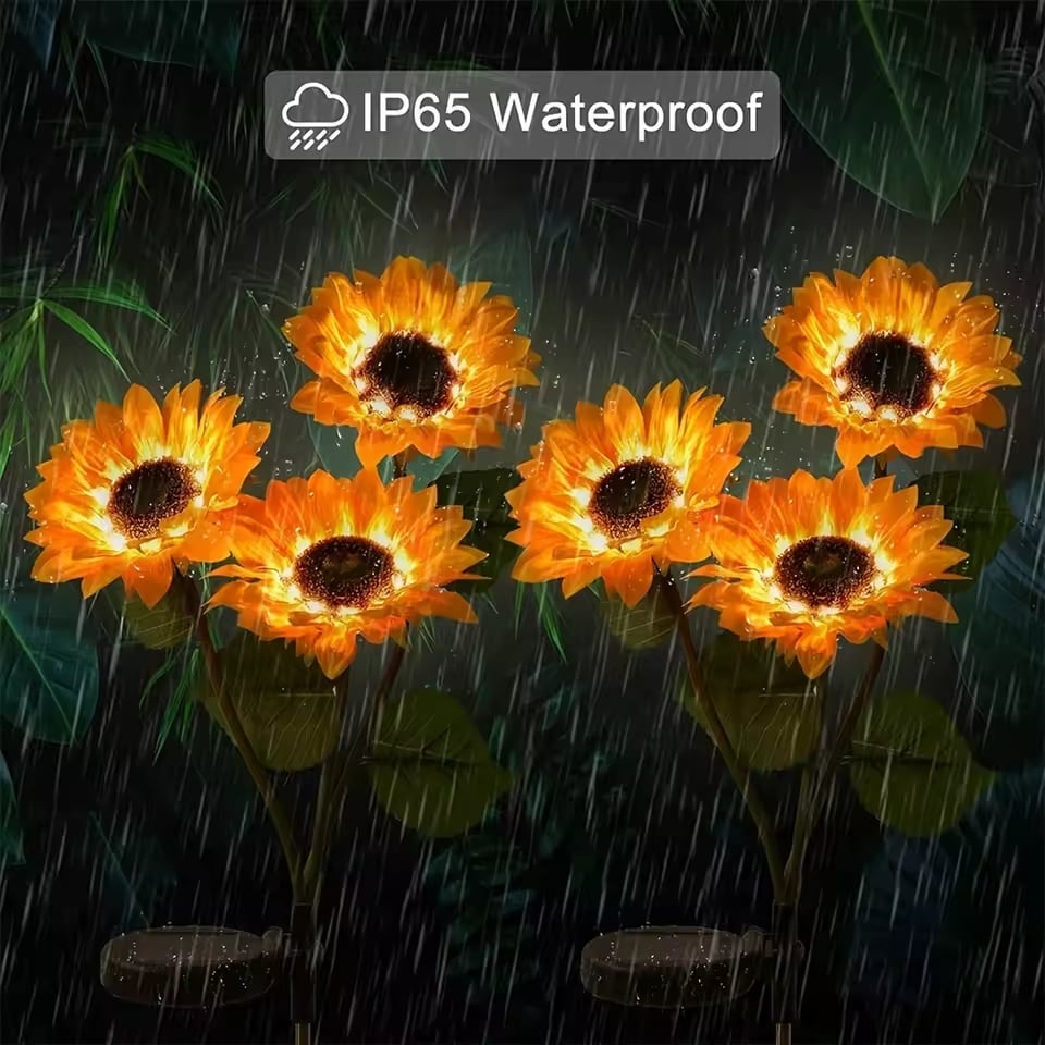 🌻Lampes solaires LED tournesol pour jardin, lueur nocturne réaliste pour décorer cour, pelouse, terrasse et porche, étanches IP65