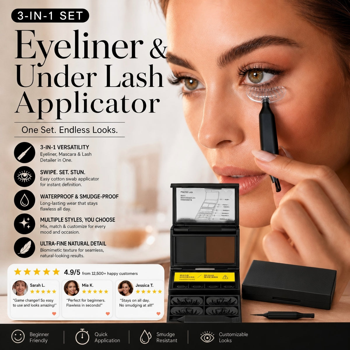 🥳BUY 1 GET 1 FREE💋50K+ SOLD!🔥 50% OFF! 3-in-1 Kit: Eyeliner and Lower Lash Stamp