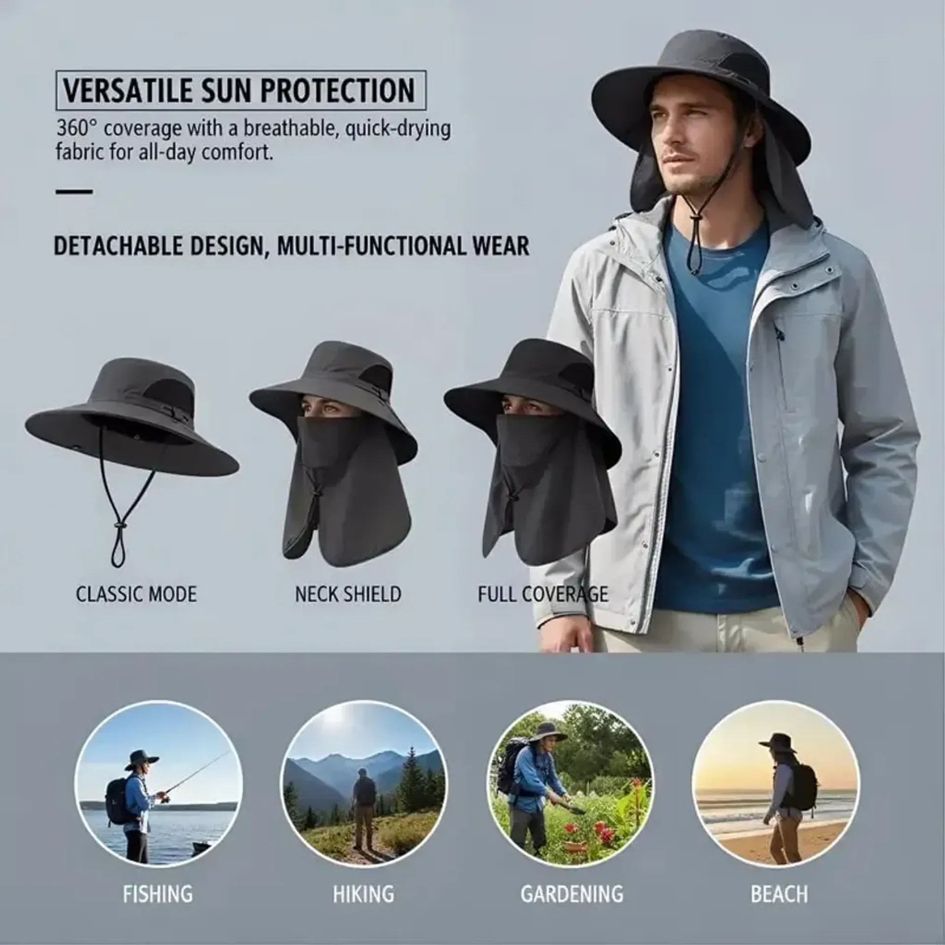☀️ SUMMER SALE 50% OFF 🔥 UPF 50+ Sun Protection Hat With Full Face & Neck Coverage