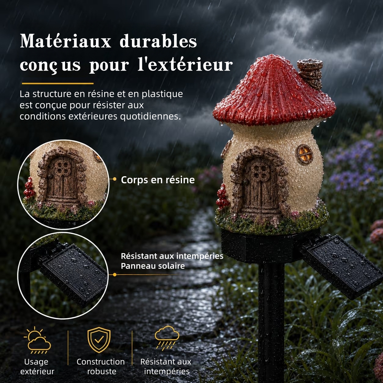 Solar Fairy-Tale Mushroom Cottage Garden Light