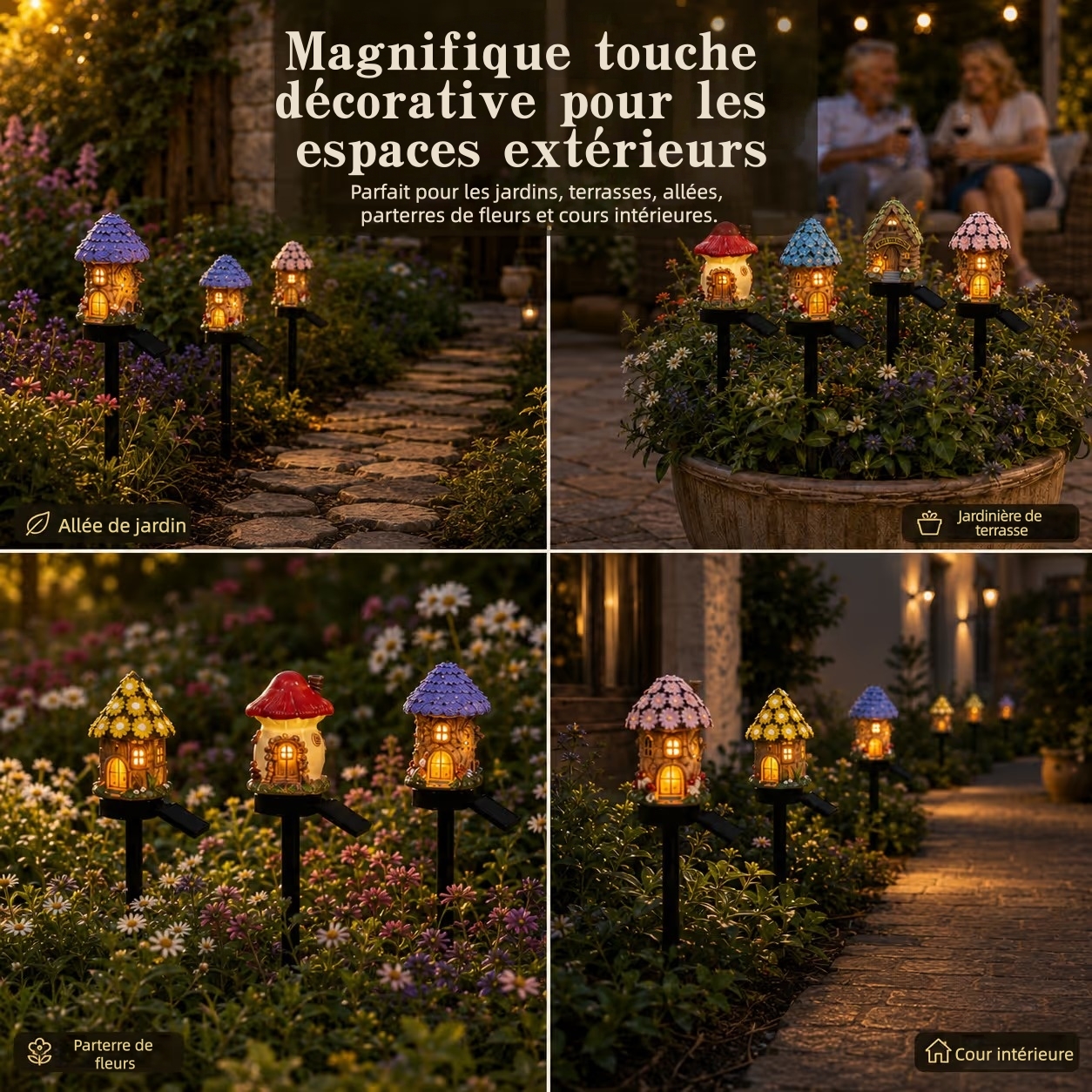 Solar Fairy-Tale Mushroom Cottage Garden Light