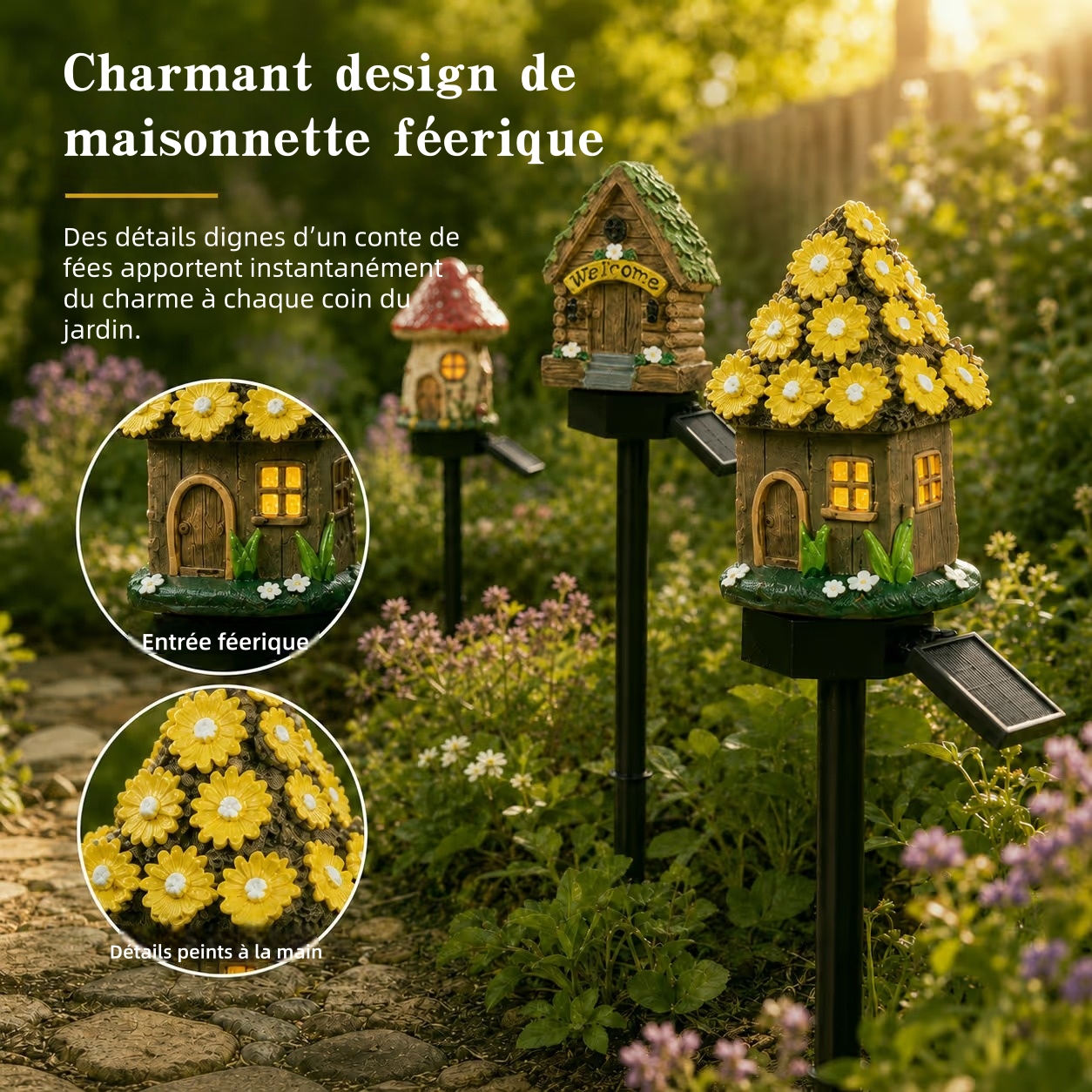 Solar Fairy-Tale Mushroom Cottage Garden Light