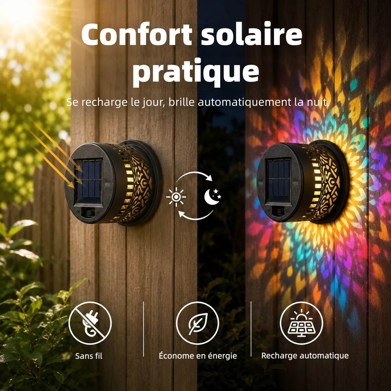 65K+ SOLD!✨Solar Mandala Wall Light | Outdoor Garden Fence Projector Lamp 🪐🌌