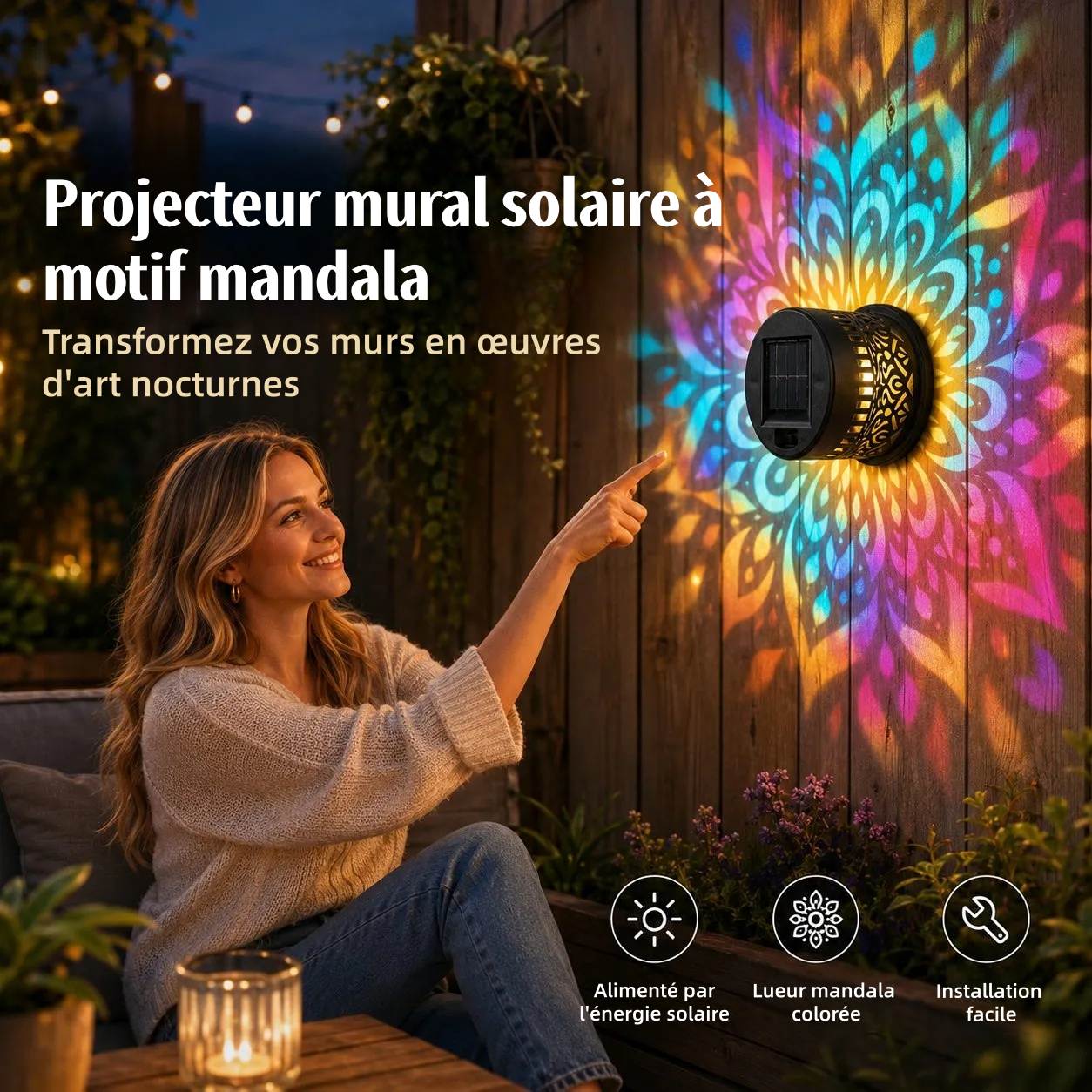 65K+ SOLD!✨Solar Mandala Wall Light | Outdoor Garden Fence Projector Lamp 🪐🌌