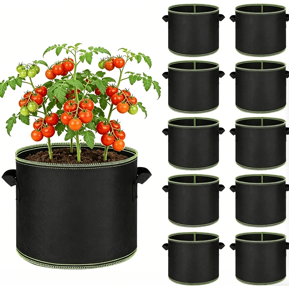🌱 5-Pack 5 Gallon Grow Bags – Heavy Duty Aeration Fabric Pots with Handles for Vegetables, Flowers & Fruits
