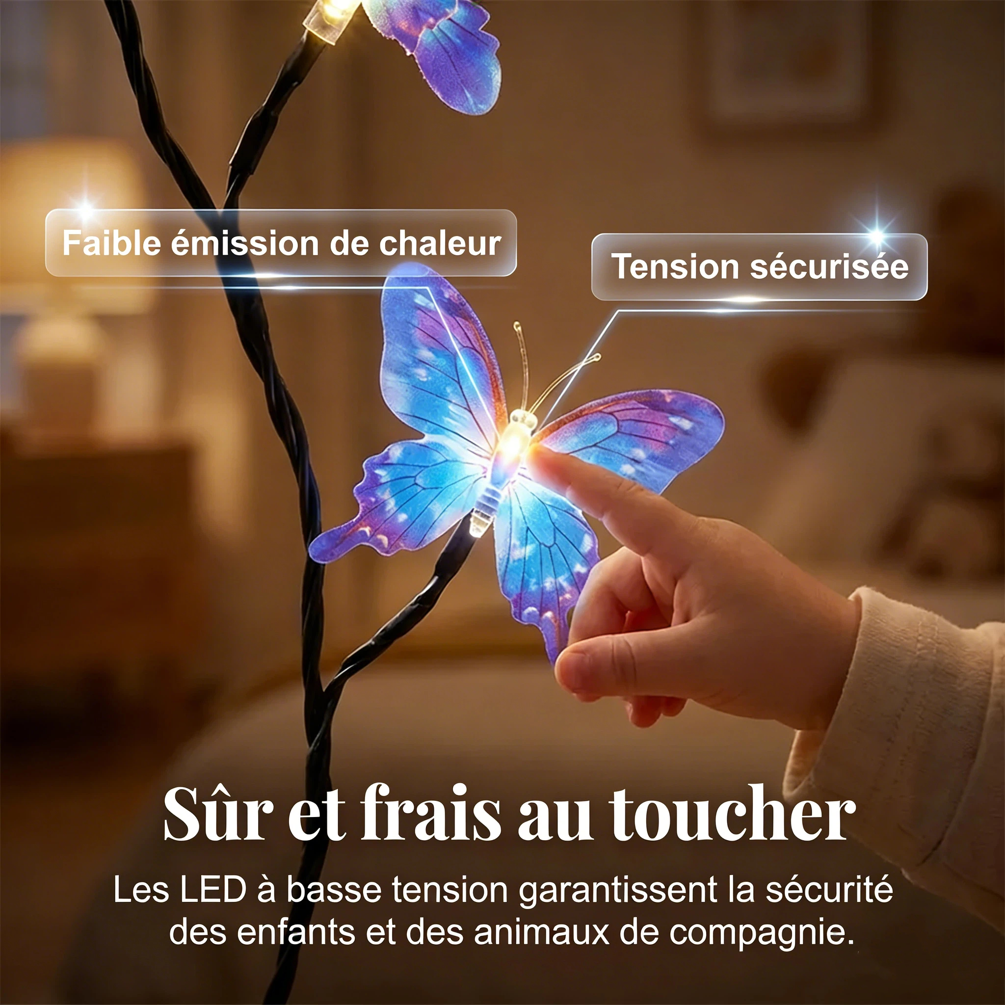 Guirlande lumineuse romantique en forme de papillon à LED