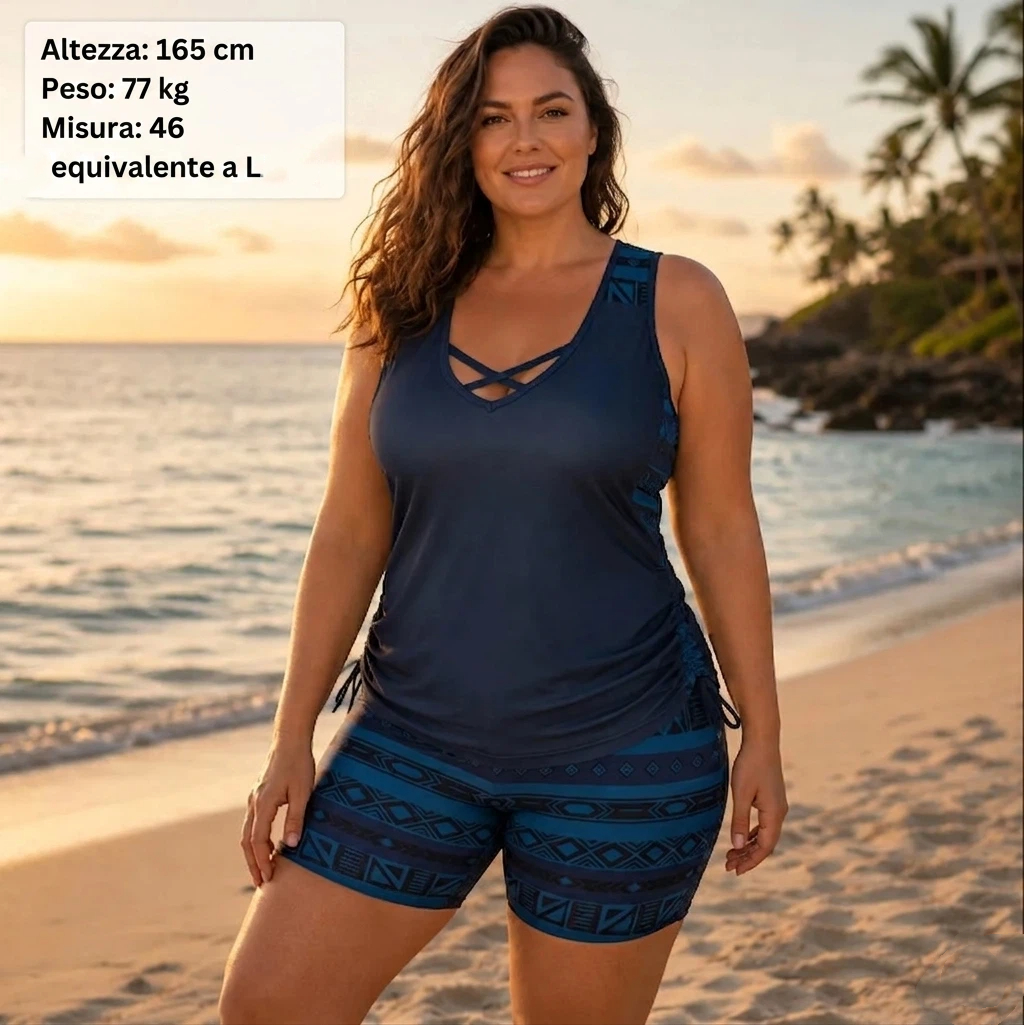 ⏰ULTIMO GIORNO SCONTO DEL 60% - Completo tankini Miraclesuit da donna contenitivo per la pancia con reggiseno incorporato – Costume da bagno boho che valorizza la figura con pantaloncini 🔥 Acquista 2 e la spedizione è gratuita