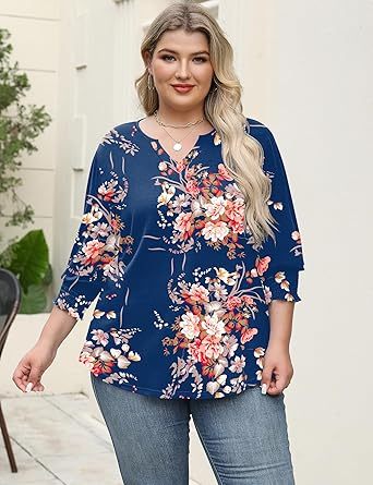 Women's Lapel Long Sleeve Trendy Blouses Beautiful Flower Colorful Shirts Casual Lightweight Loose Fit Comfy Top