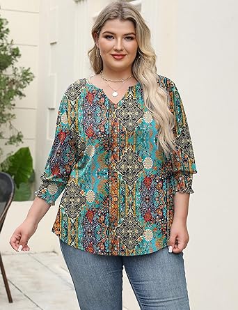 Women's Lapel Long Sleeve Trendy Blouses Beautiful Flower Colorful Shirts Casual Lightweight Loose Fit Comfy Top