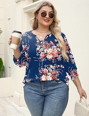 Women's Lapel Long Sleeve Trendy Blouses Beautiful Flower Colorful Shirts Casual Lightweight Loose Fit Comfy Top