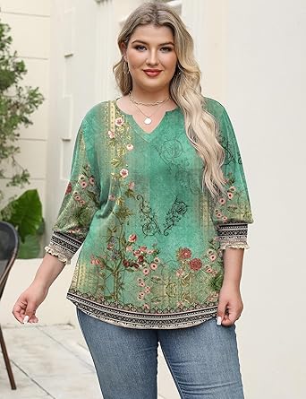 Women's Lapel Long Sleeve Trendy Blouses Beautiful Flower Colorful Shirts Casual Lightweight Loose Fit Comfy Top