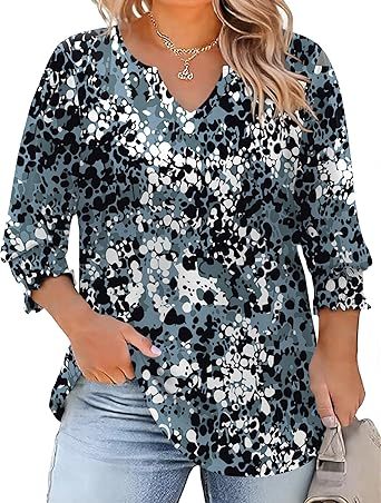 Women's Lapel Long Sleeve Trendy Blouses Beautiful Flower Colorful Shirts Casual Lightweight Loose Fit Comfy Top
