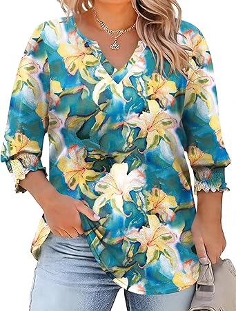 Women's Lapel Long Sleeve Trendy Blouses Beautiful Flower Colorful Shirts Casual Lightweight Loose Fit Comfy Top