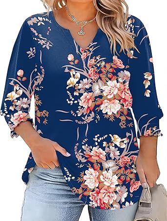 Women's Lapel Long Sleeve Trendy Blouses Beautiful Flower Colorful Shirts Casual Lightweight Loose Fit Comfy Top