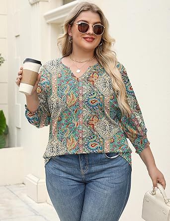 Women's Lapel Long Sleeve Trendy Blouses Beautiful Flower Colorful Shirts Casual Lightweight Loose Fit Comfy Top