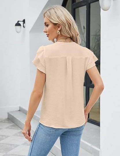 Womens Dressy Casual Shirts Short Sleeve V Neck Work Blouse Business Casual Summer Tops 2026
