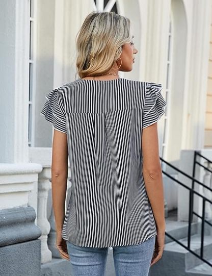 Womens Dressy Casual Shirts Short Sleeve V Neck Work Blouse Business Casual Summer Tops 2026