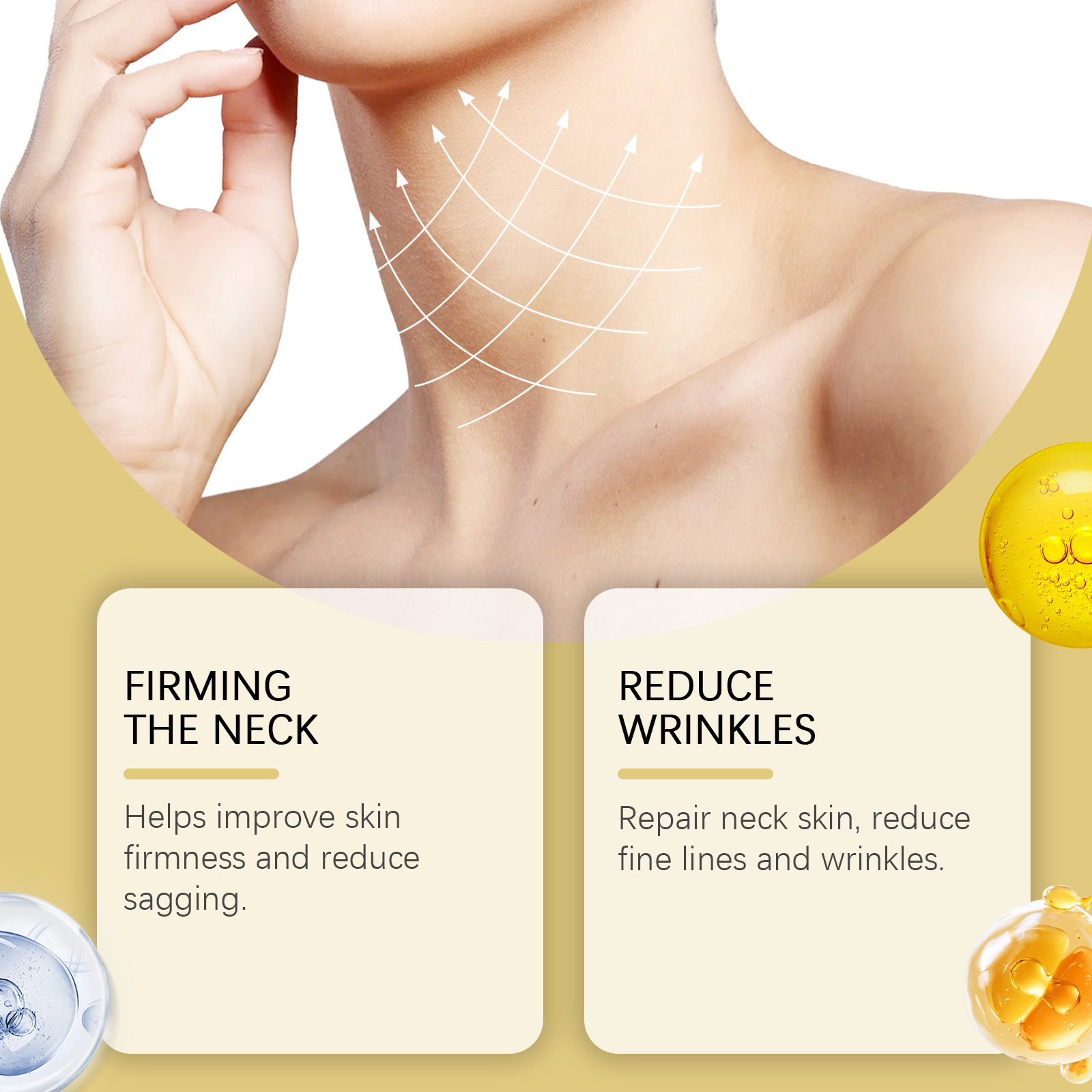 Firming Neck Cream - Anti-Aging Neck Tightening Cream with Roller Applicator