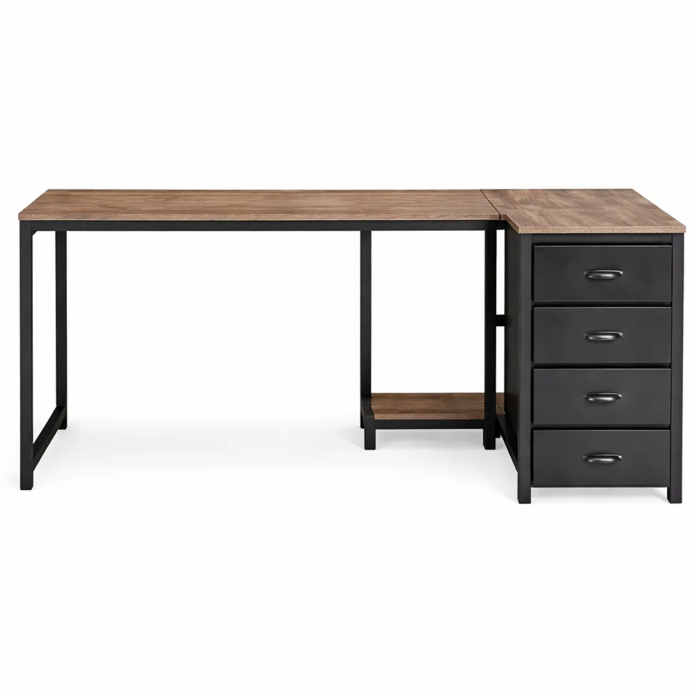 Scrivania Angolare a L con Cassetti per Ufficio e Camera da Letto